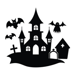 halloween castle vector illustration