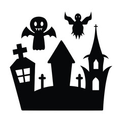 Seamless Halloween Silhouette Pattern Design