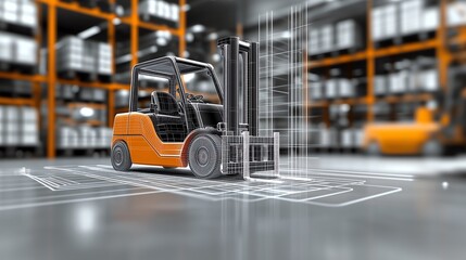 Ai-generated forklift in modern warehouse