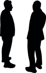 two young men making chat, silhouette vector