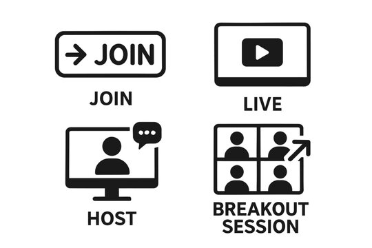 Join live host breakout session icons for virtual meetings