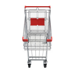 Empty shopping cart ready for grocery run or retail haul at the store
