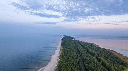 Drone view of the Hel Peninsula from Władysławowo.