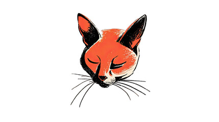 Obraz premium Stylized orange fox head illustration with transparent background