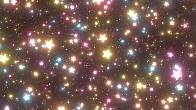 Magical Rain Of Glowing Stars Falling In Celestial Cosmic Night Sky - 4K Seamless VJ Loop Motion Background Animation
