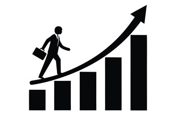 career growth chart vector icon silhouette