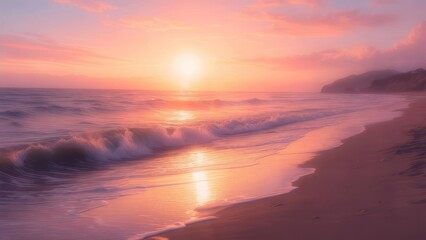 Blurry sunset over ocean beach