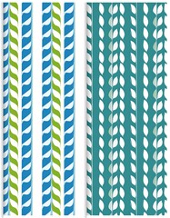 Two vertical abstract pattern designs with repeating shapes