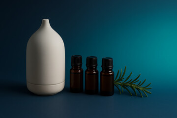 Ceramic aroma diffuser with essential oils for relaxation.