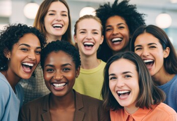 Fototapeta premium Diverse group of friends smiling together at a casual gathering