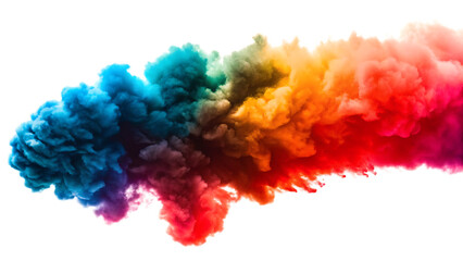 Colorful smoke cloud with rainbow gradient isolated on a transparent background image