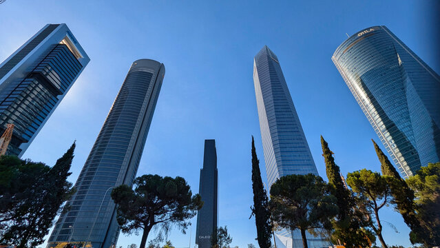 Madrid, Spain; 4th october 2025: Cuatro Torres Business Area, financial district skyline in modern Spanish capital city