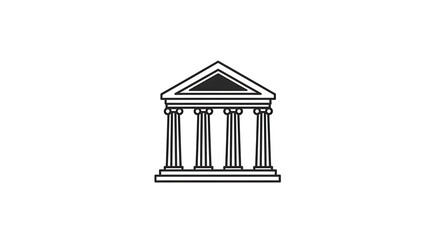 Obraz premium Roman Columns Building Icon on White Background. Architecture, Law, Justice, History, & Government Vector for Presentations.