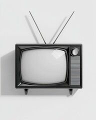 Vintage black and white television set from the 20th century featuring classic design, retro style, antique electronics, nostalgic decor, and vintage media device