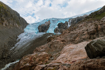 Glacier Buarbreen Norge Norway glacier, ice, stones, mountain, rock