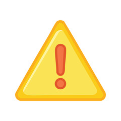 A yellow warning sign with an exclamation point in a bright yellow triangle