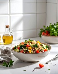 Healthy grain salad in a bowl