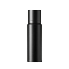 Matte black cylindrical cosmetic bottle