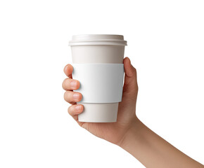 Hand holding a blank white disposable coffee cup (4)
