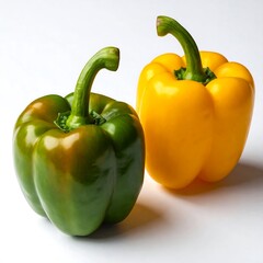 Two peppers, green and yellow