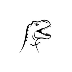 Obraz premium Tyrannosaurus Rex. Tyrannosaurus Rex simple black and white line art vector logo