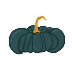 pumpkin, unusual turquoise pumpkin, pumpkin sticker on a transparent background for Halloween 