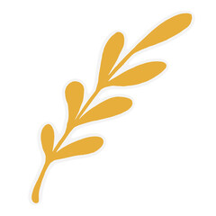 illustration of branch, autumn yellow branch, stickers, transparent background 