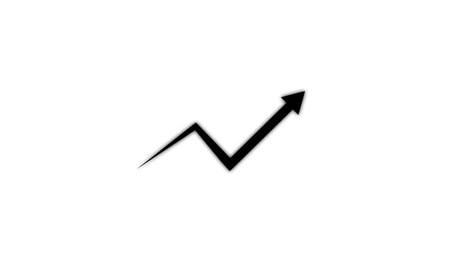 Downward Zigzag Arrow Animation, zigzag arrow pointing downward.ost reduction concept animation, corporate business efficiently. animated zigzag downward arrow. 4k