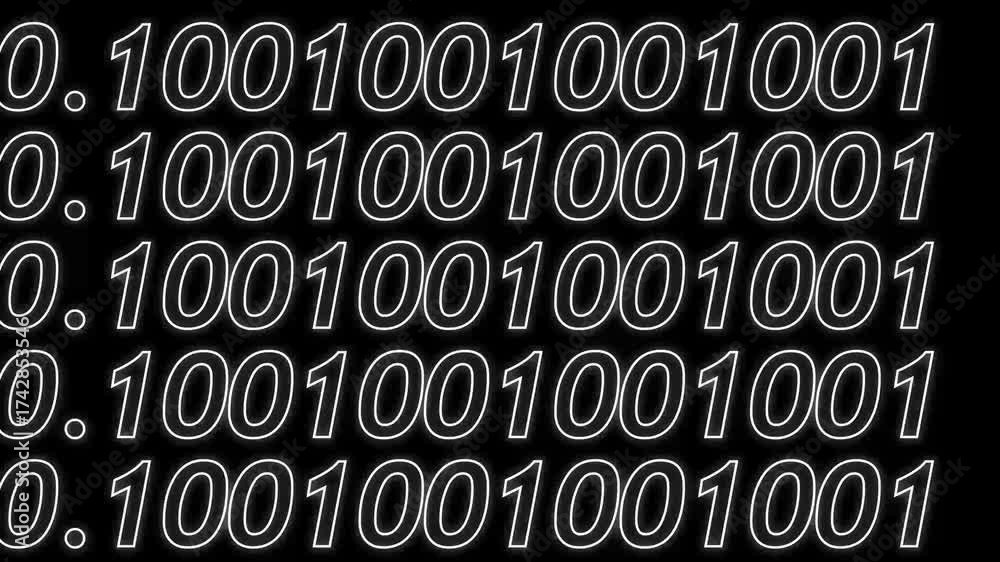 Wall mural loopable: sharp binary digital code abstract background with randomly changing zeros and ones.zeros 