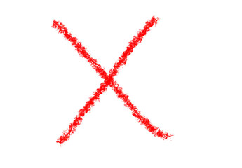 Hand made Red cross mark hand drawn style representing rejection or cancellation Transparent Background