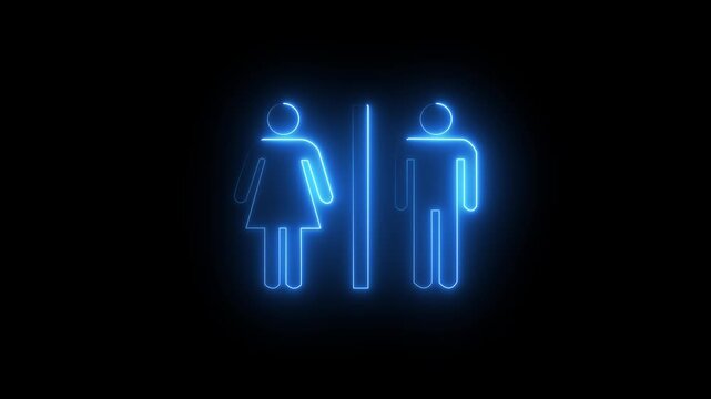 Glowing neon family line man icon animation .glowing Neon line group people icon. Team Work Icons concept. Glowing neon man icon animation.4k