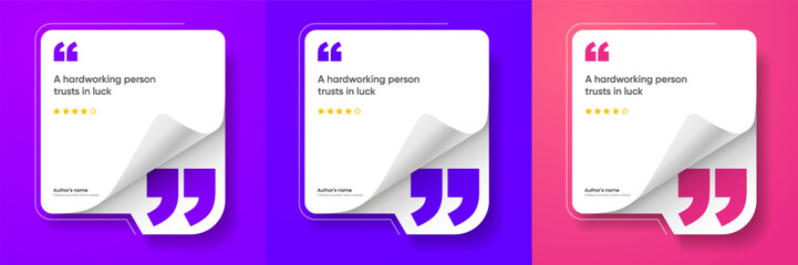 3D bubble testimonial banner, quote, infographic. Social media post template designs for quotes. Empty speech bubbles, quote bubbles and text box. Vector Illustration EPS10.