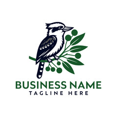 Charming bird illustration with ripe gooseberry fruit for branding and design