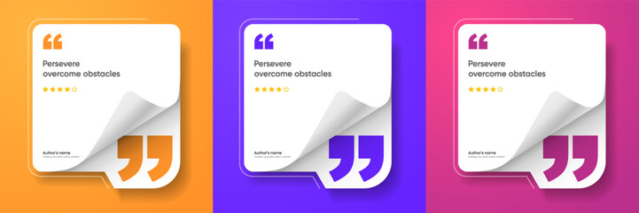 3D bubble testimonial banner, quote, infographic. Social media post template designs for quotes. Empty speech bubbles, quote bubbles and text box. Vector Illustration EPS10.