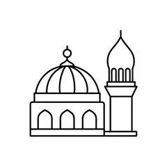 Outline drawing of a mosque on transparent background