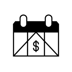 Calendar with dollar sign icon on transparent background