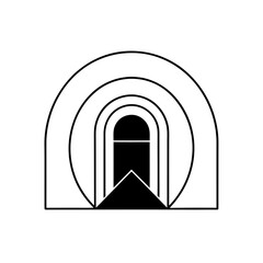 Fototapeta premium Abstract archway black and white on transparent background