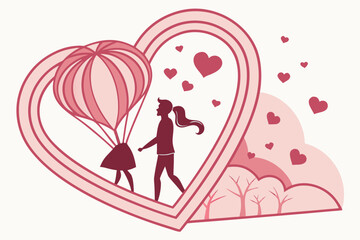 Paper-cut heart layers with soft shadow, 3D illusion Valentine’s Day 2026 vector, modern minimal romantic art for cards, posters, and decor illustration.
