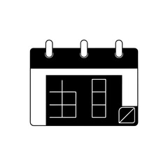 Calendar icon with grid boxes on transparent background