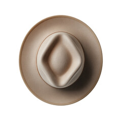 Beige fedora hat, top-down view