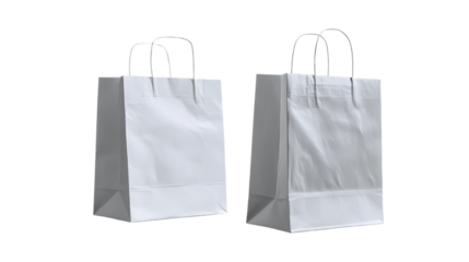 Two blank white paper shopping bags