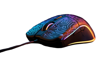 Gaming mouse, backlit, intricate design