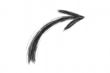 Freehand chalk drawing arrow pointing right, depicting direction, growth, and next steps on transparent background