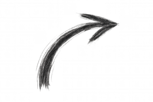 Freehand chalk drawing arrow pointing right, depicting direction, growth, and next steps on transparent background - Powered by Adobe