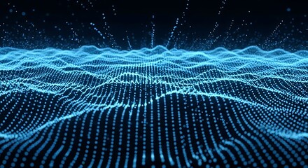 Abstract Blue Digital Waveform Data Visualization Background.