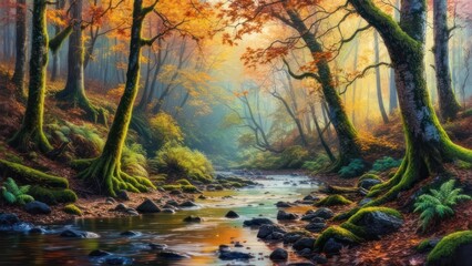 Autumn forest stream