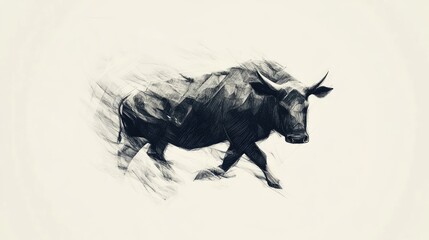 Obraz premium A black and white drawing of a bull
