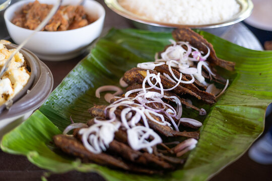 Kerala Style Karimeen Pollichathu served in Banana leaf 