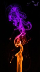 Obraz premium Halloween Dark Purple Orange Smoke Gradient Bats Black Background Design