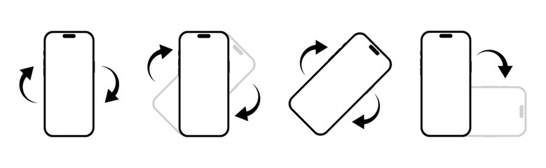 Rotate smartphone icon. Device rotation symbol showing horizontal and vertical screen turn. Vector illustration isolated on white background.